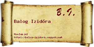 Balog Izidóra névjegykártya
